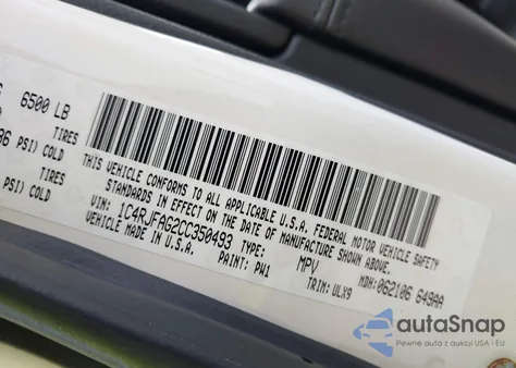 2012 Jeep Grand Cherokee Laredo из США, поврежденный, VIN 1C4RJFAG2CC350493